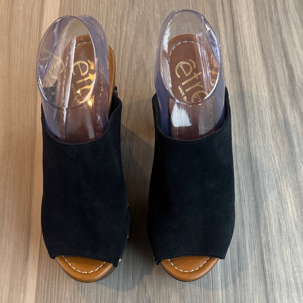 Etre Women's Black Suede Platform Sandals Size 39 (8)